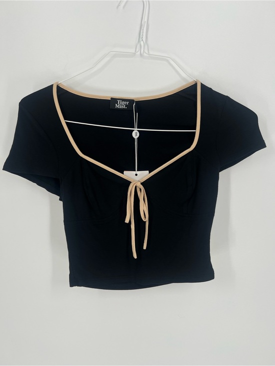 Tiger Mist Tops - Tiger Mist Women’s Black Sweetheart Bow Crop Top Size Small NWT